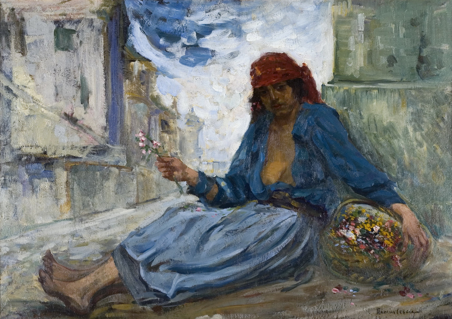 The Flower Girl by Apostol Manciulescu