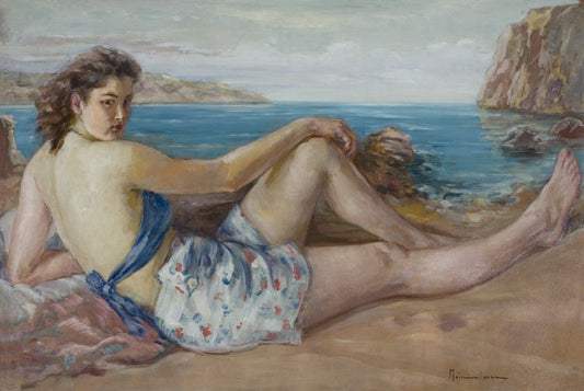 Young woman by the sea by Apostol Manciulescu