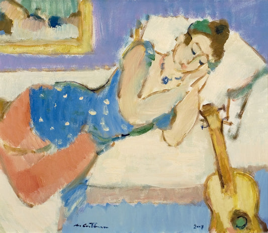 Woman with guitar by Augustin Costinescu