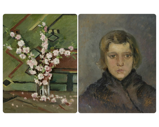 Child Portrait(one side) and Aplle Flowers(the other side) by Eugen Trucinski