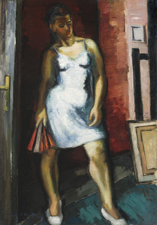 Irina with the Red Fan by Gheorghe Vanatoru