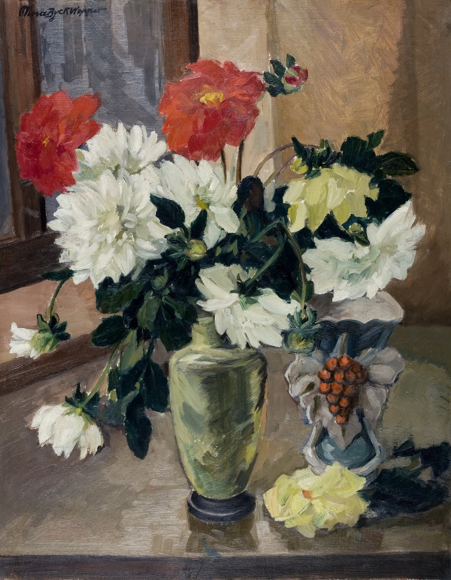 Vase with Dahlias by Mina Byck Wepper