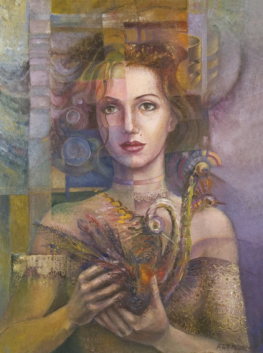 Self Portrait with Fantastic Birds by Rodica Toth Poiata