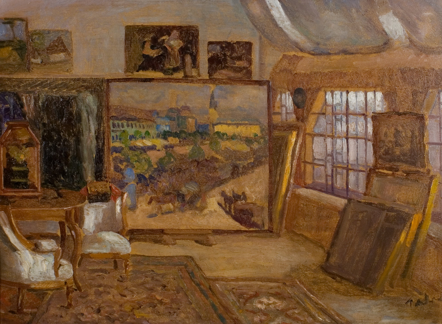 Tibor Erno's Workshop with a painting by TIbor Erno
